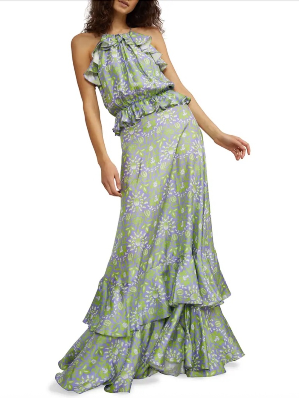 Cynthia Rowley Willow Creek Tiered Ruffle Halter Dress XS